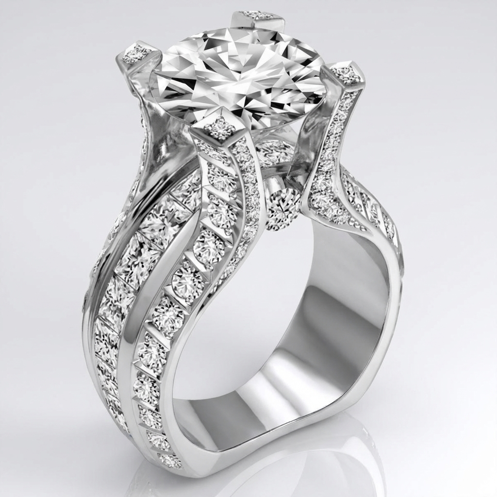 SILVER DIAMOND GLAMOUR RING