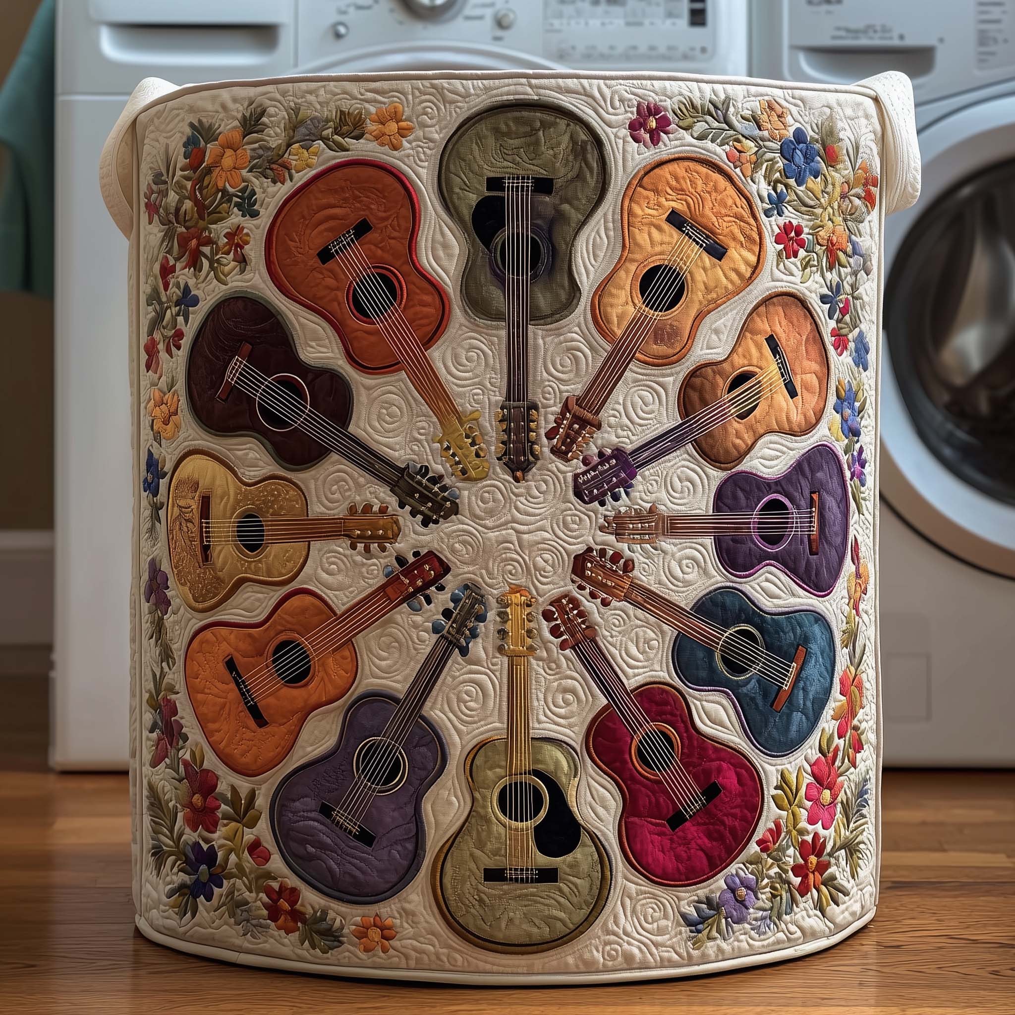 Quilted Laundry Basket Guitar Circle