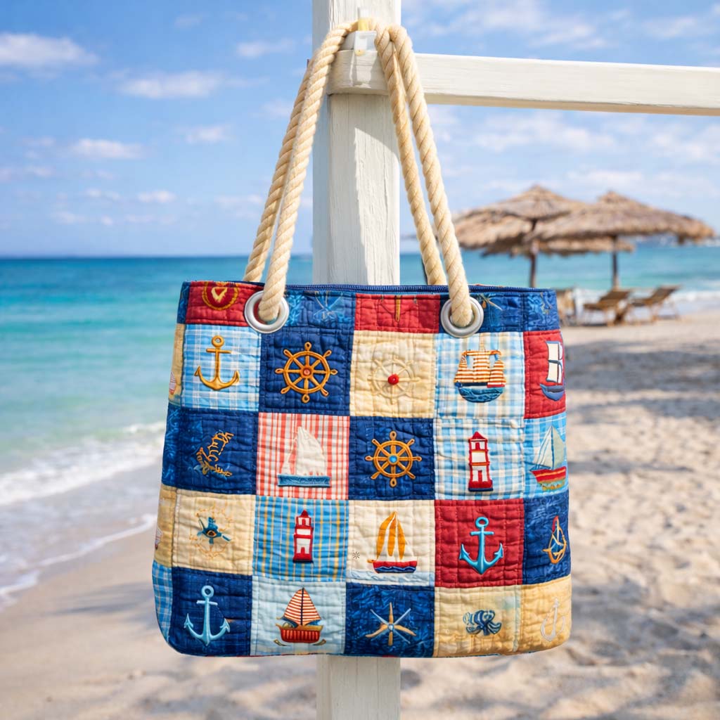 Quilted Beach Bag Marine Patchwork