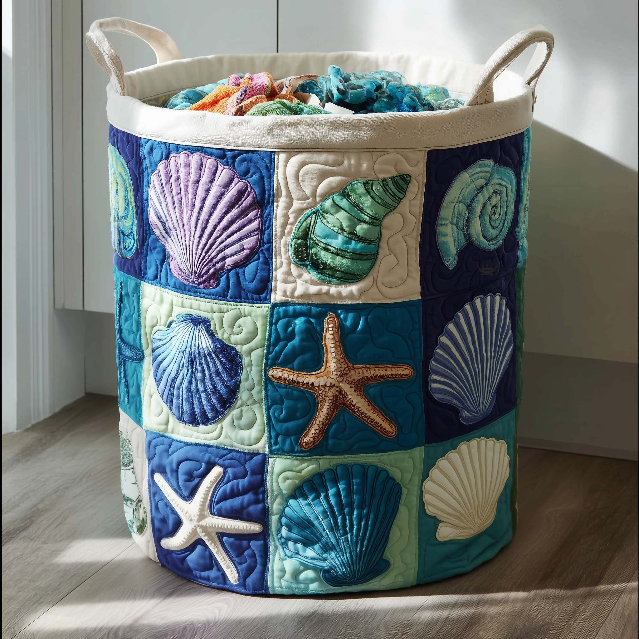 Quilted Laundry Basket Shoreline Gems
