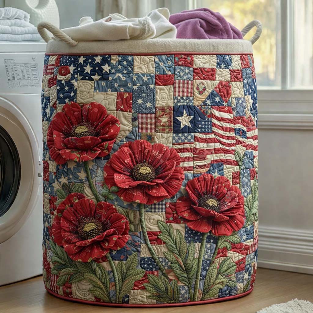 Liberty Poppy Quilted Laundry Basket