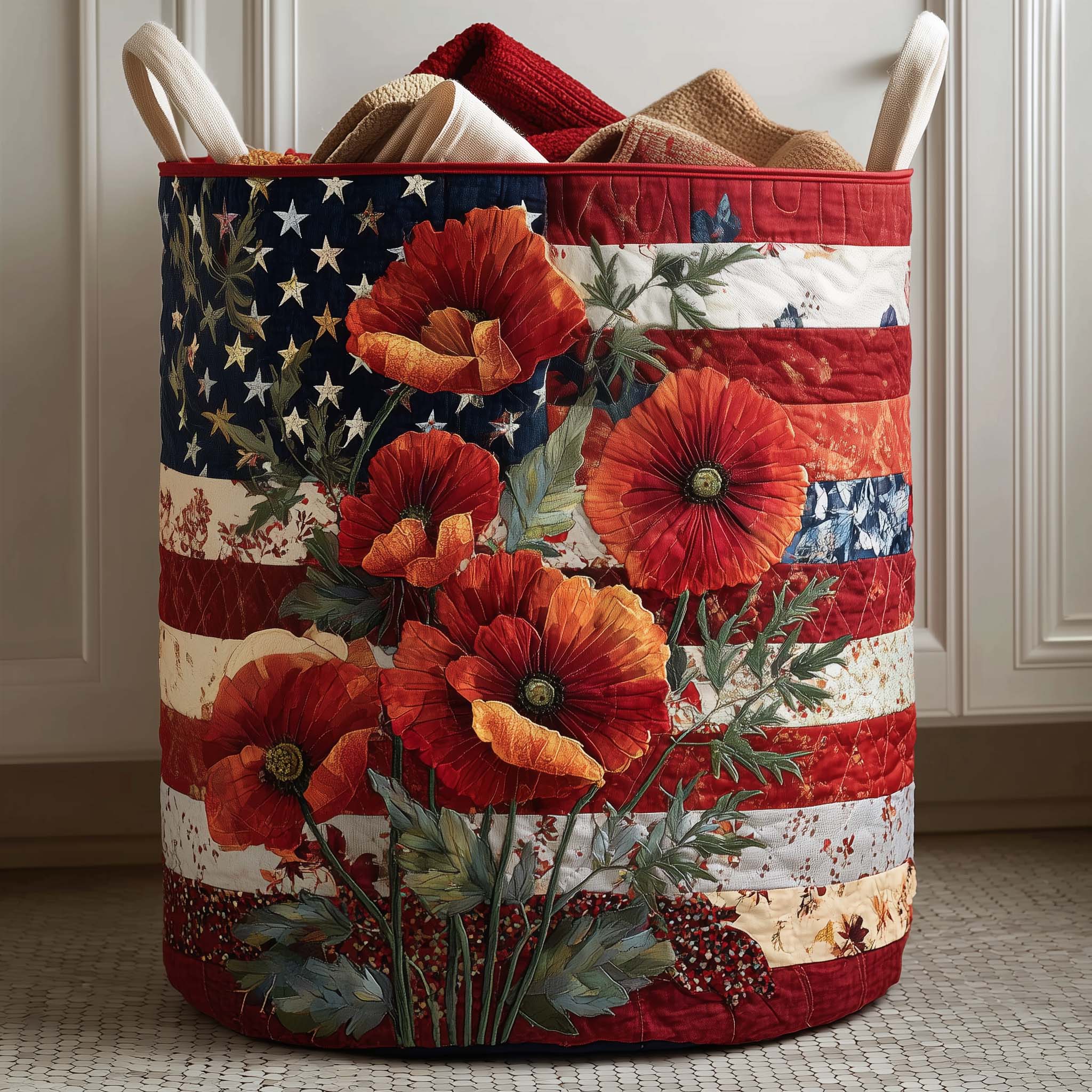 Quilted Laundry Basket Liberty Poppy