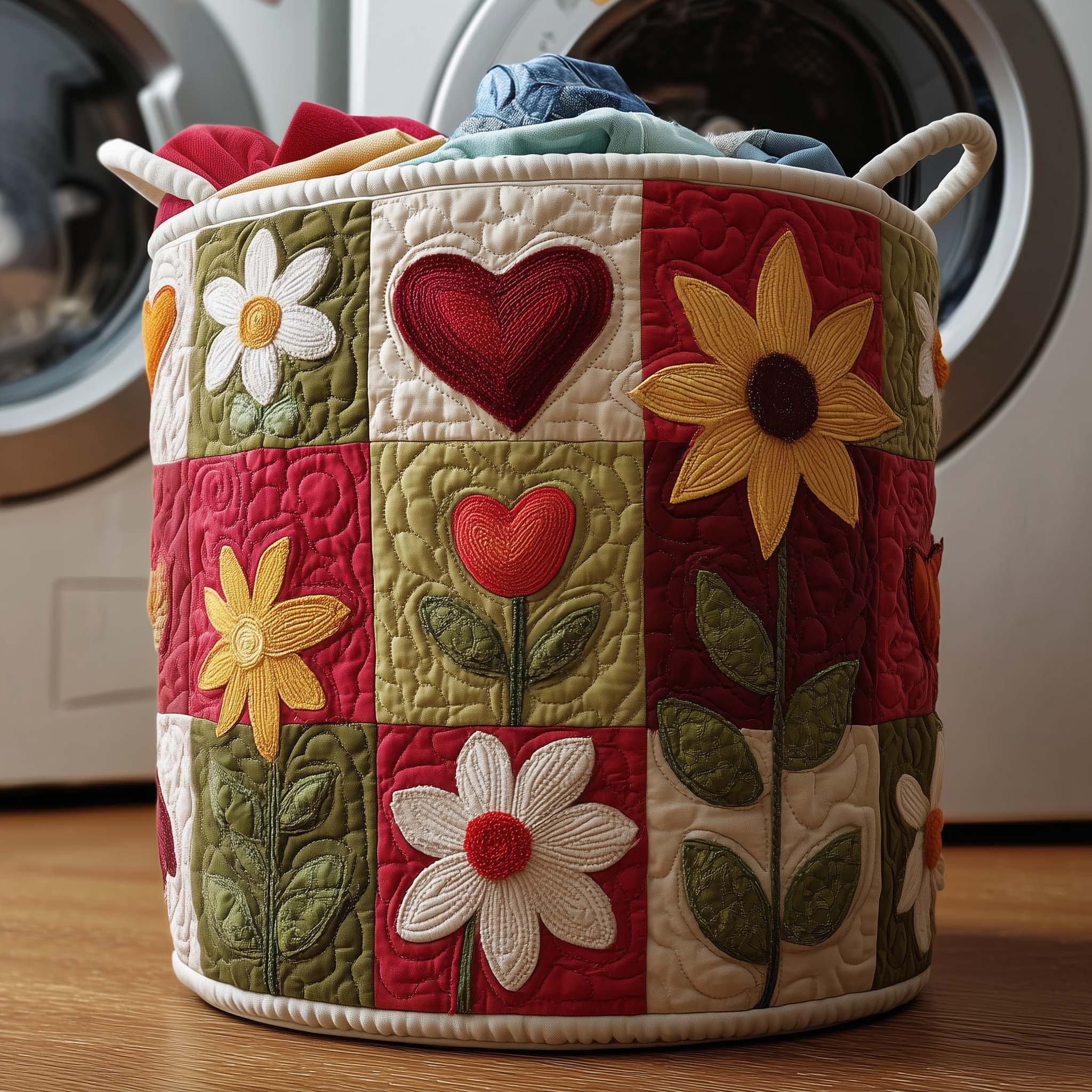 Floral Love Quilted Laundry Basket