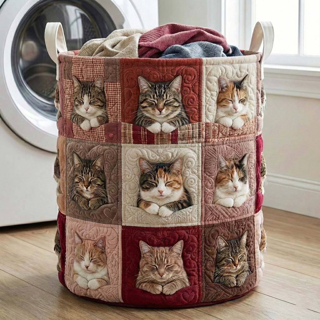 Quilted Velvet Laundry Basket