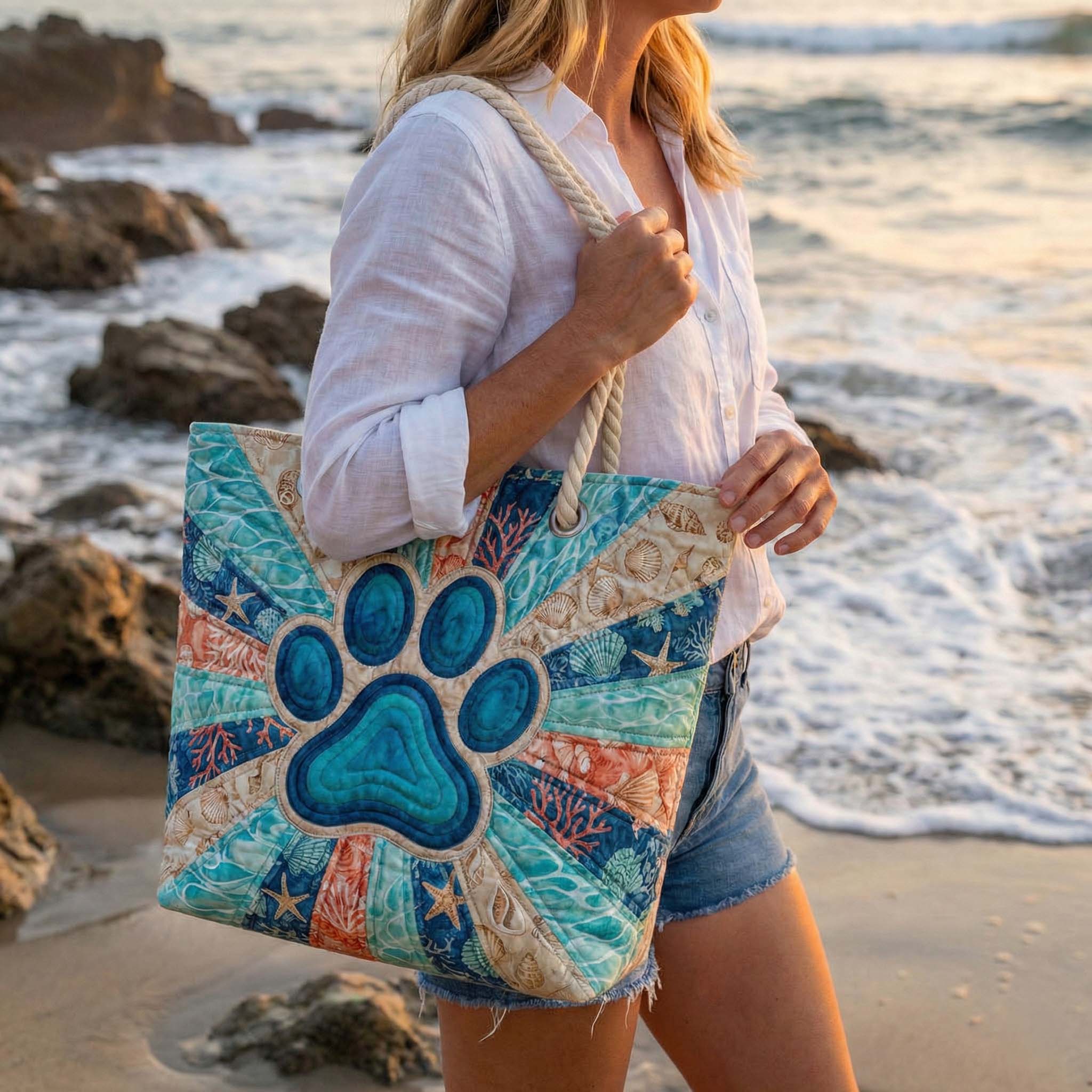 Quilted Paw Patch Beach Bag