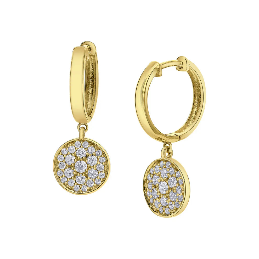 Toned Pave Dome Hoop Earrings