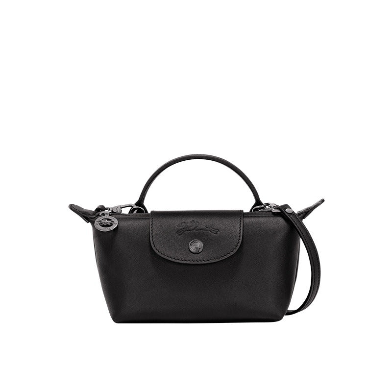 Mini Leather Tote Bag - Black
