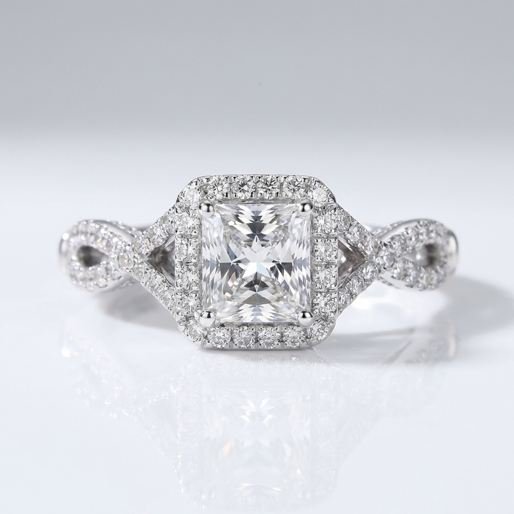 SILVER CUSHION DIAMOND TRILOGY RING