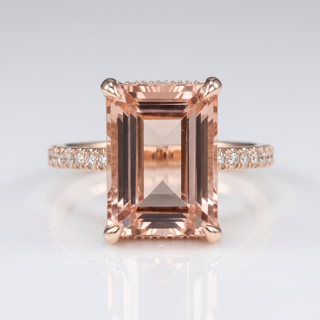 ROSE GOLD MORGANITE PAVE RING
