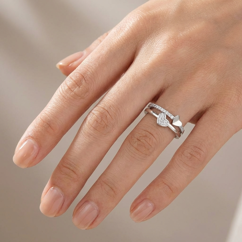 ROSE GOLD HEART ZIRCONIA - (ADJUSTABLE)