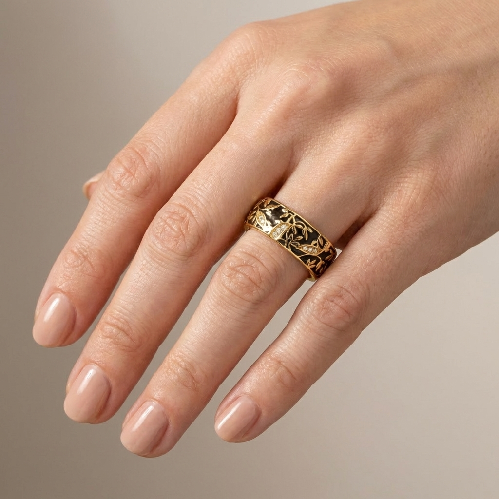 GOLD VINTAGE LEAF BAND RING
