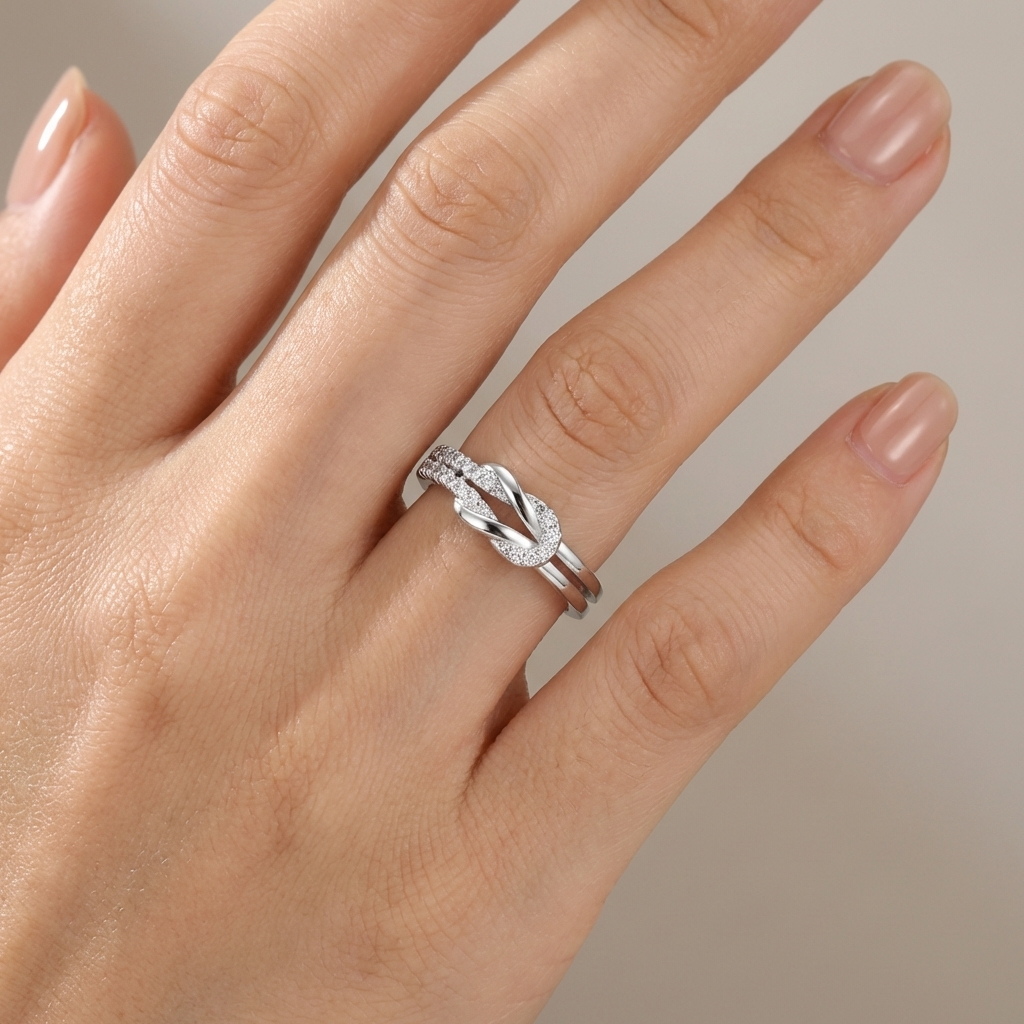 SILVER ZIRCONIA WRAP RING - (ADJUSTABLE)