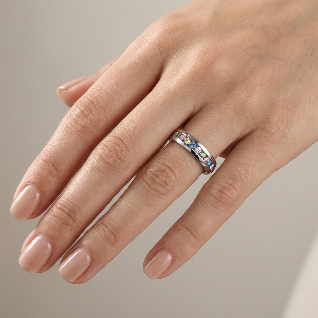 COLORFUL CRYSTAL ETERNITY BAND RING