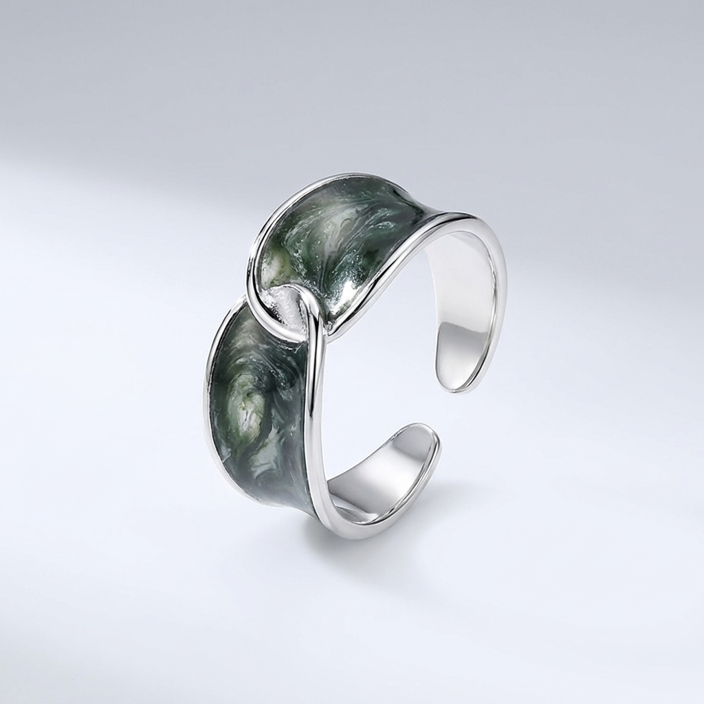JADE DOUBLE STONE RING - (ADJUSTABLE)