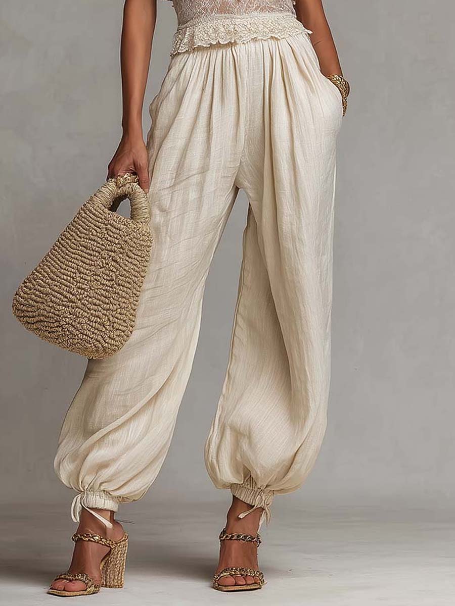 Bohemian Lace & Cotton-Linen Strapless Jumpsuit