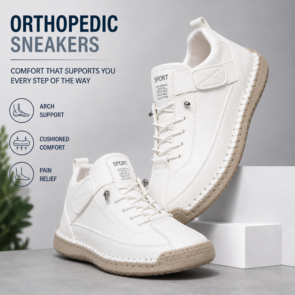 MIA ORTHOPEDIC SNEAKERS - WHITE
