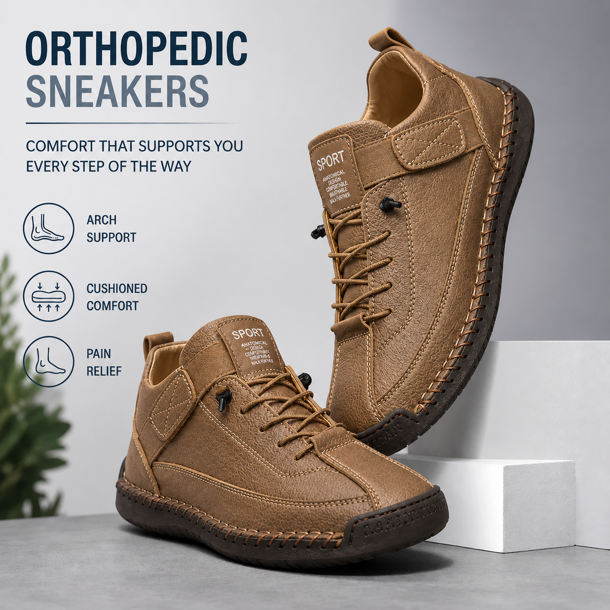 MIA ORTHOPEDIC SNEAKERS - BROWN