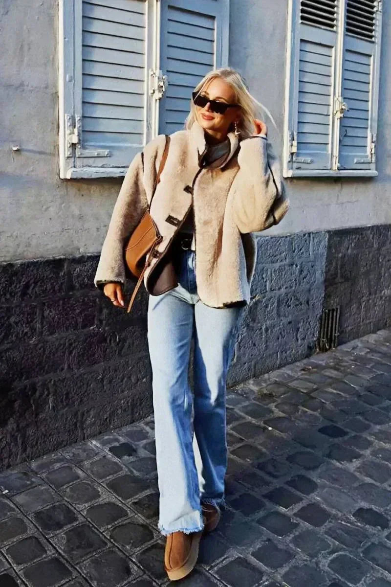 Kurtka Elena s umělou kožešinou a stojáčkem