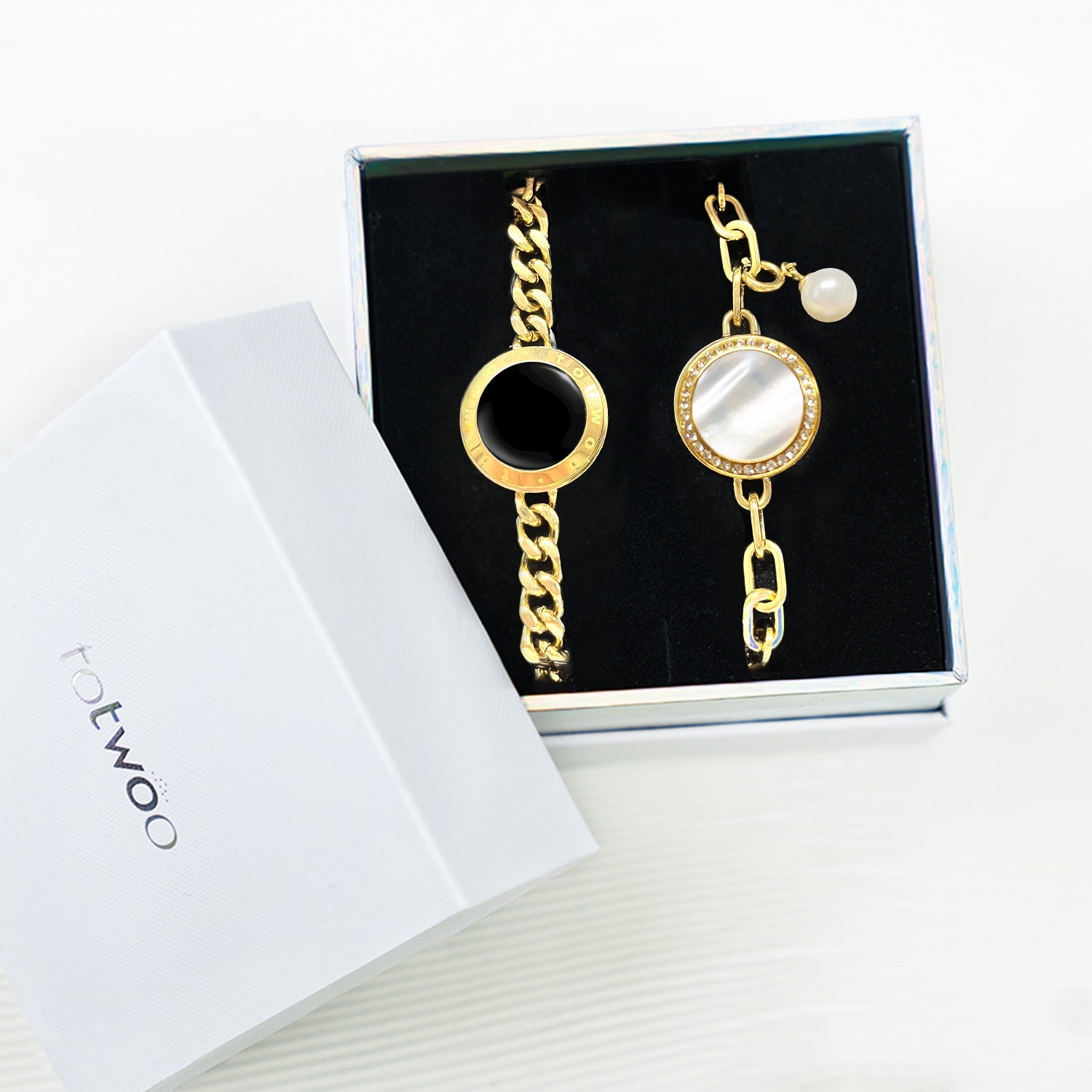 Soulmate 2.0 Touch Bracelets(Gold Cuban Chain+Paperclip Chain)