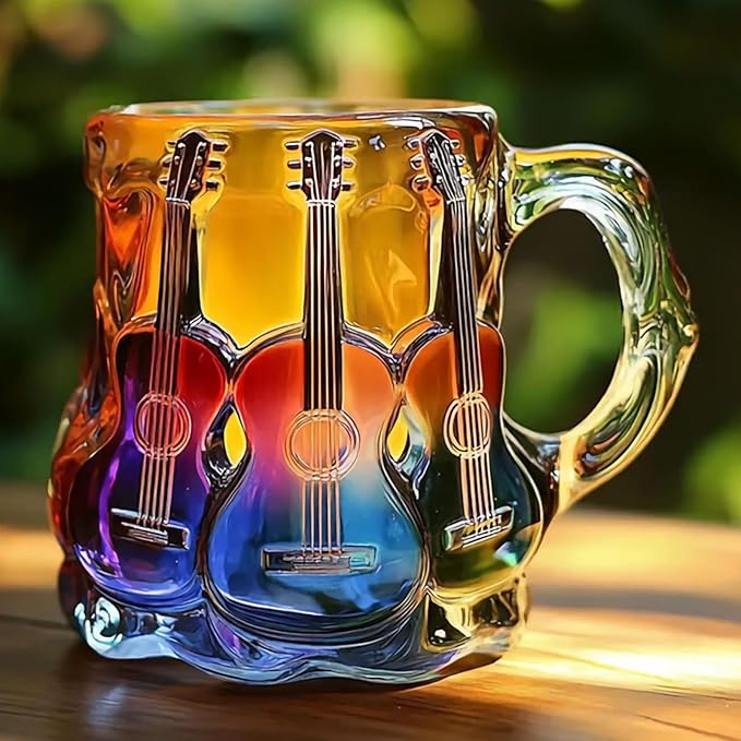 Handcrafted mug with 3D guitar designs