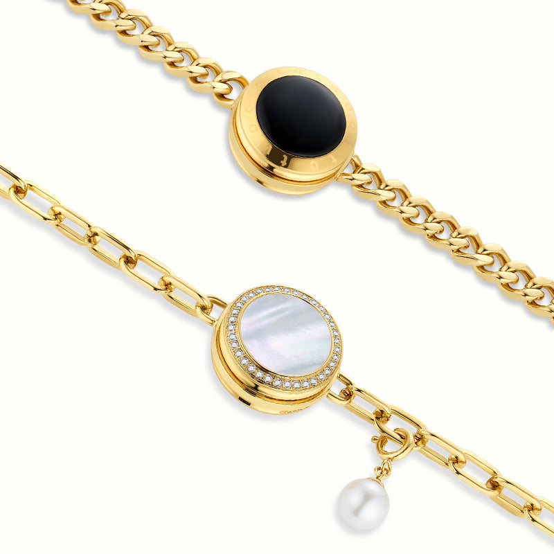 Soulmate 2.0 Touch Bracelets(Gold Cuban Chain+Paperclip Chain)