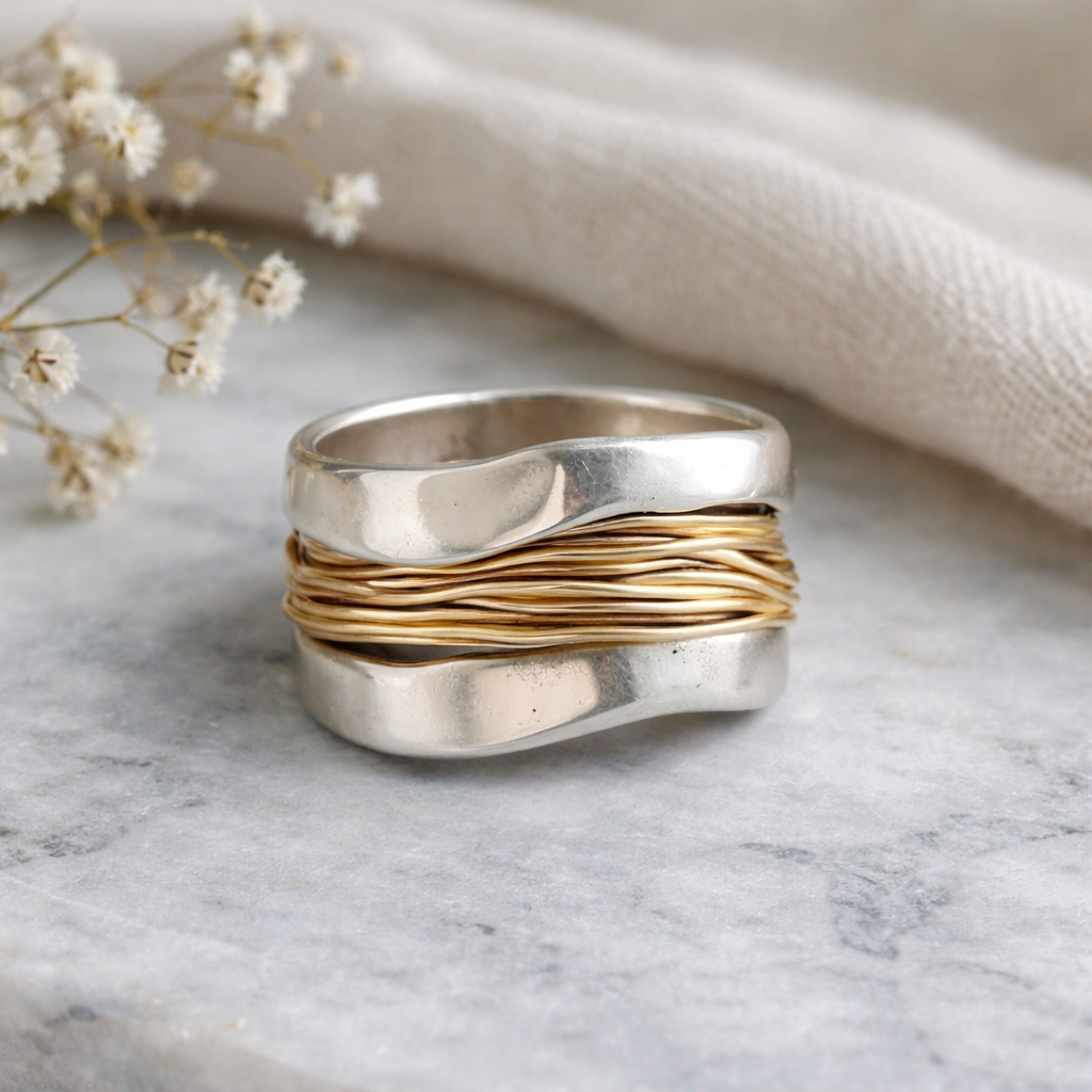 Ring made of gold-plated silver wire