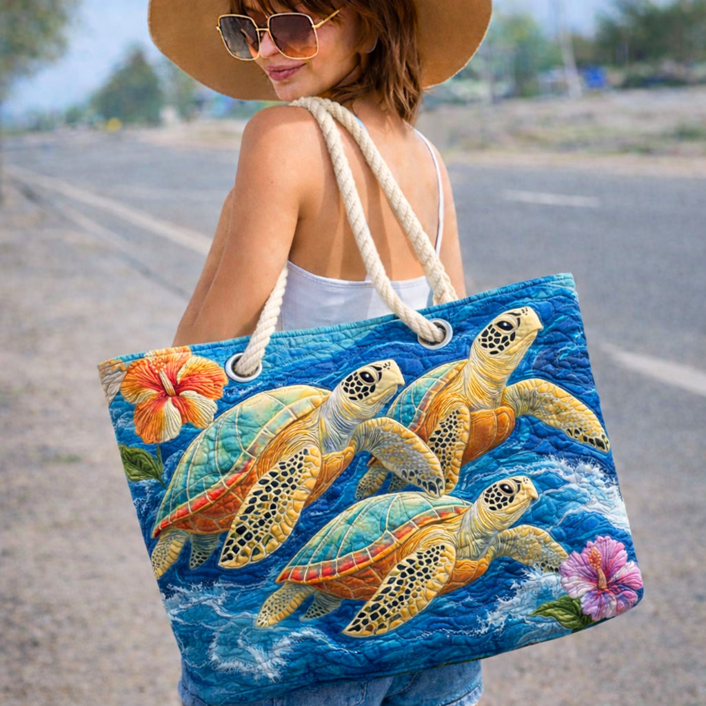 Quilted Sea Turtle Beach Bag