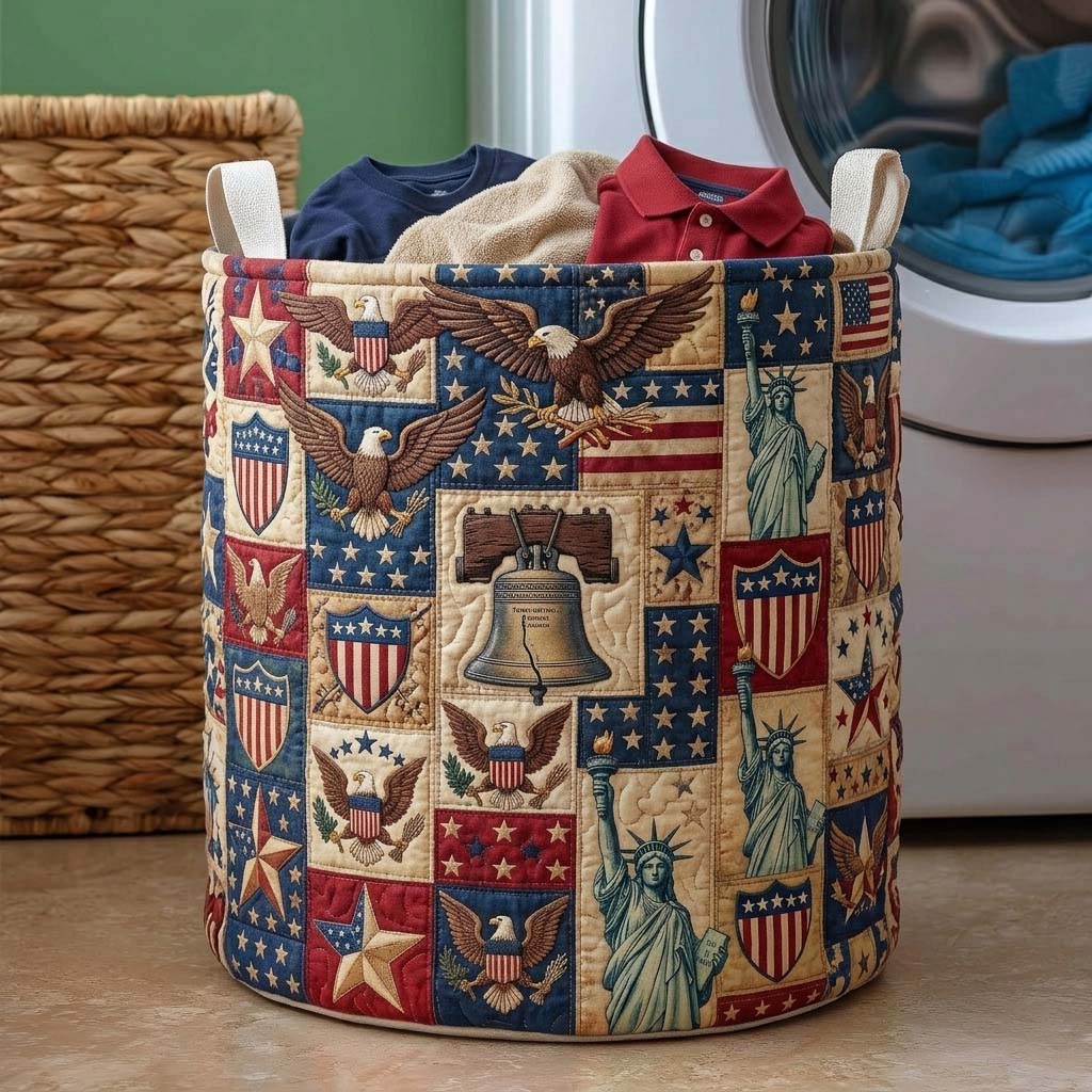 Heritage of Freedom Quilted Laundry Basket