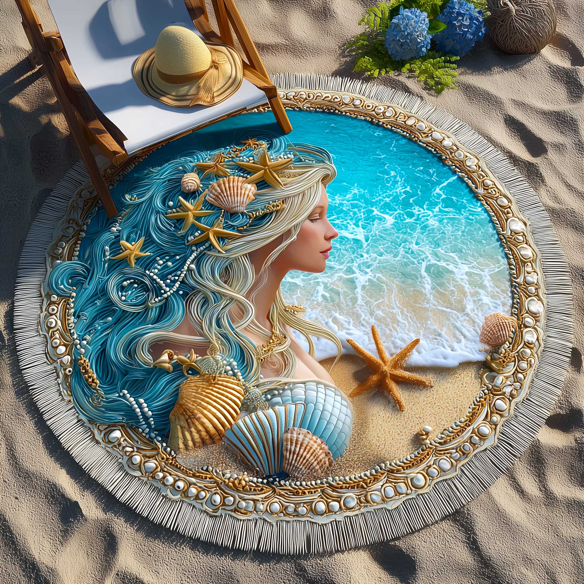 Round Beach Towel Ocean Breeze
