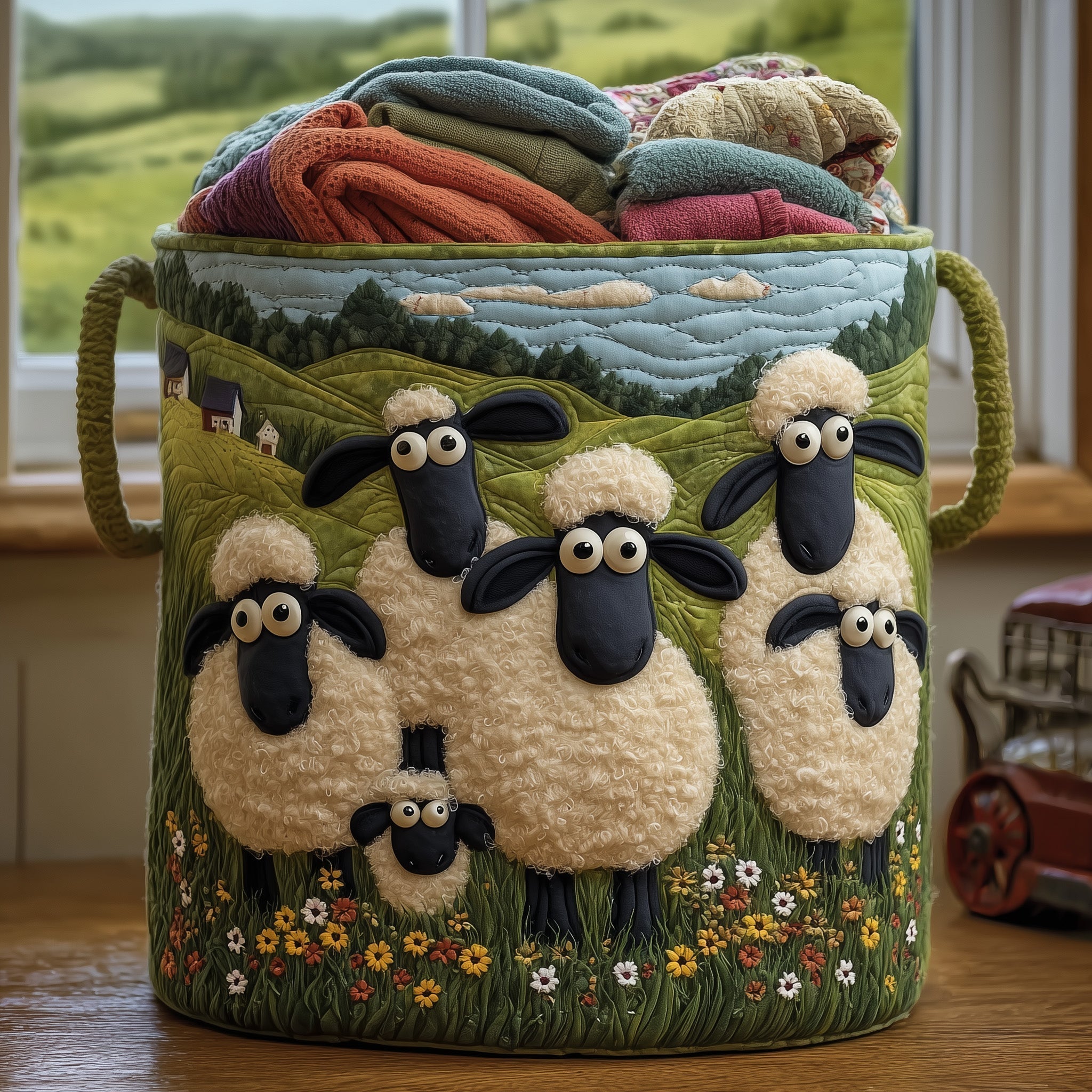 Quilted Laundry Basket Sheep Heaven