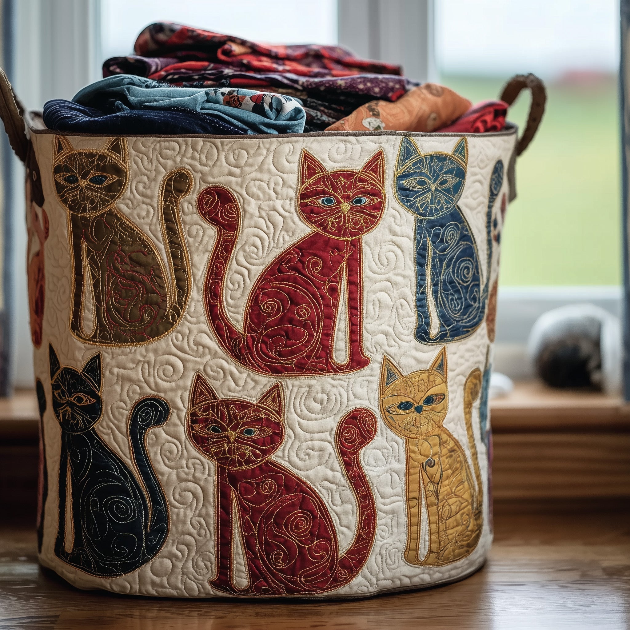 Catitude Quilted Laundry Basket