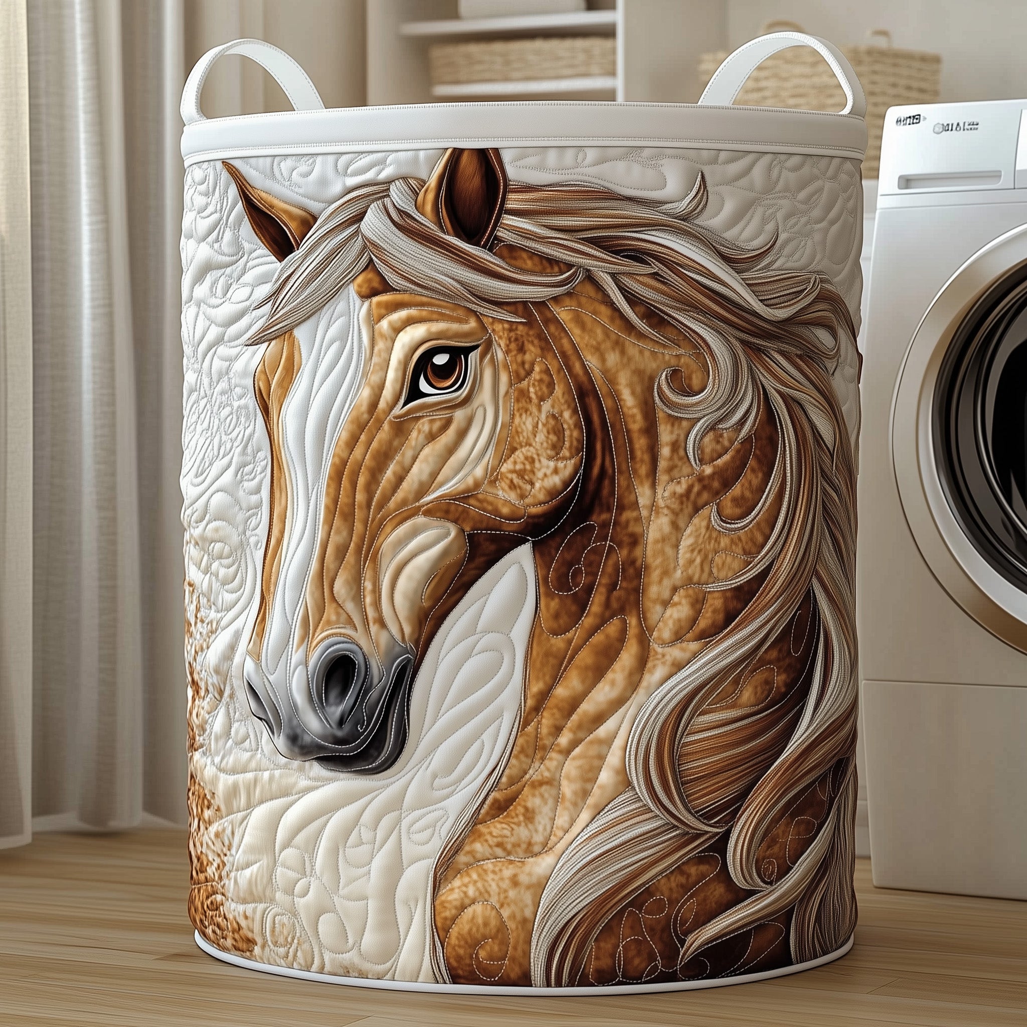 Funky Horse Quilted Laundry Basket