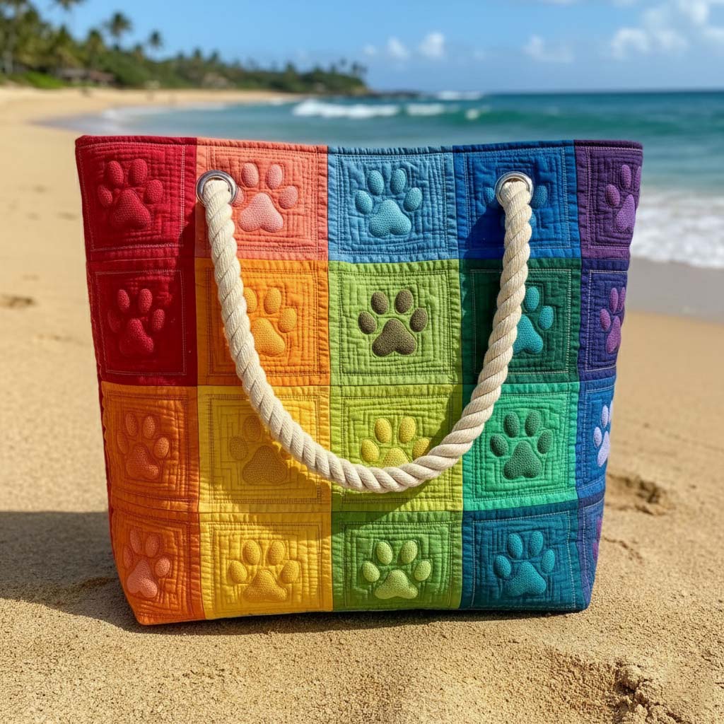Quilted Paw Patch Beach Bag