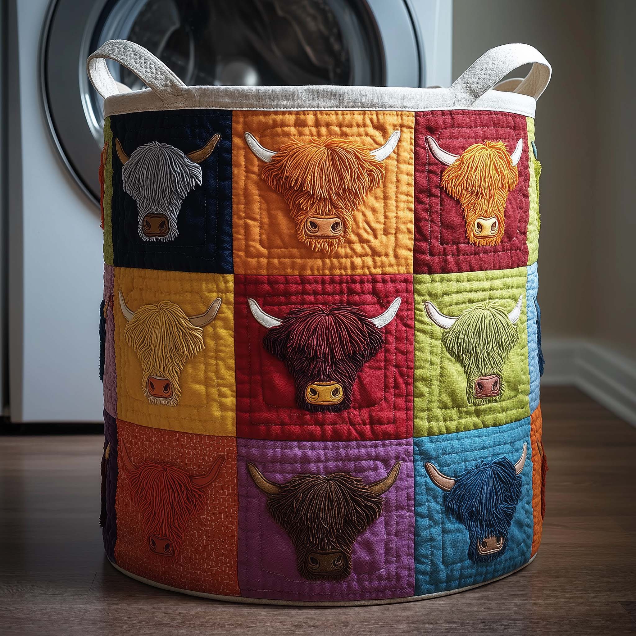 Quilted Rainbow Laundry Basket
