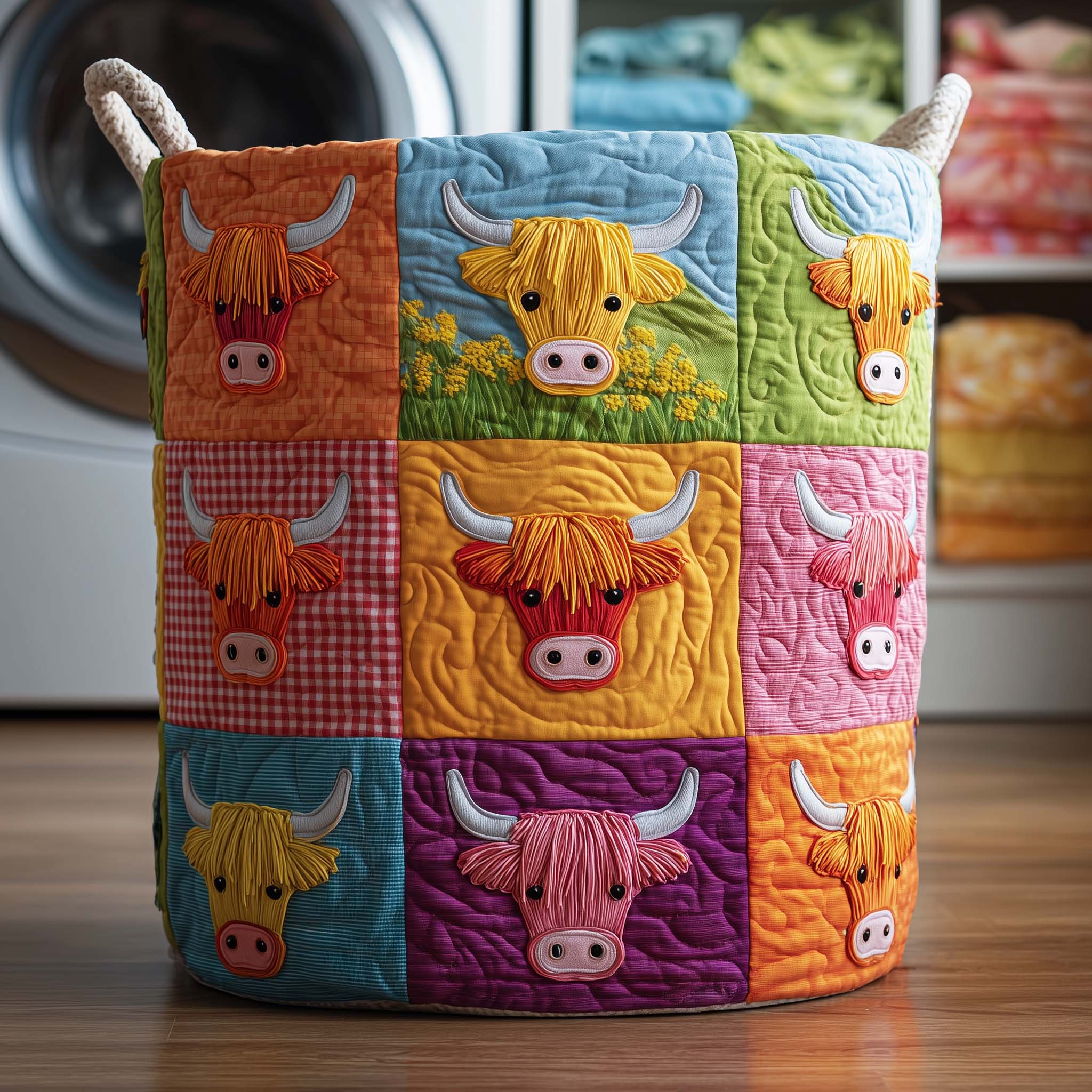 Joyful Highland Quilted Laundry Basket