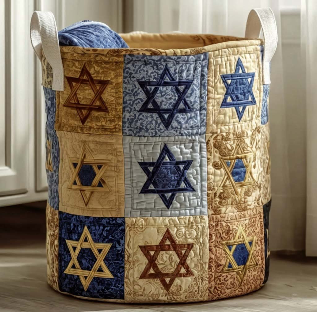 Quilted Laundry Basket Star of David