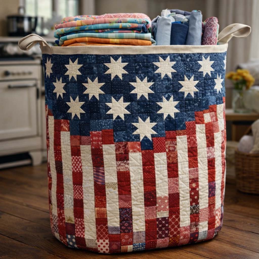 Liberty Star Quilted Laundry Basket
