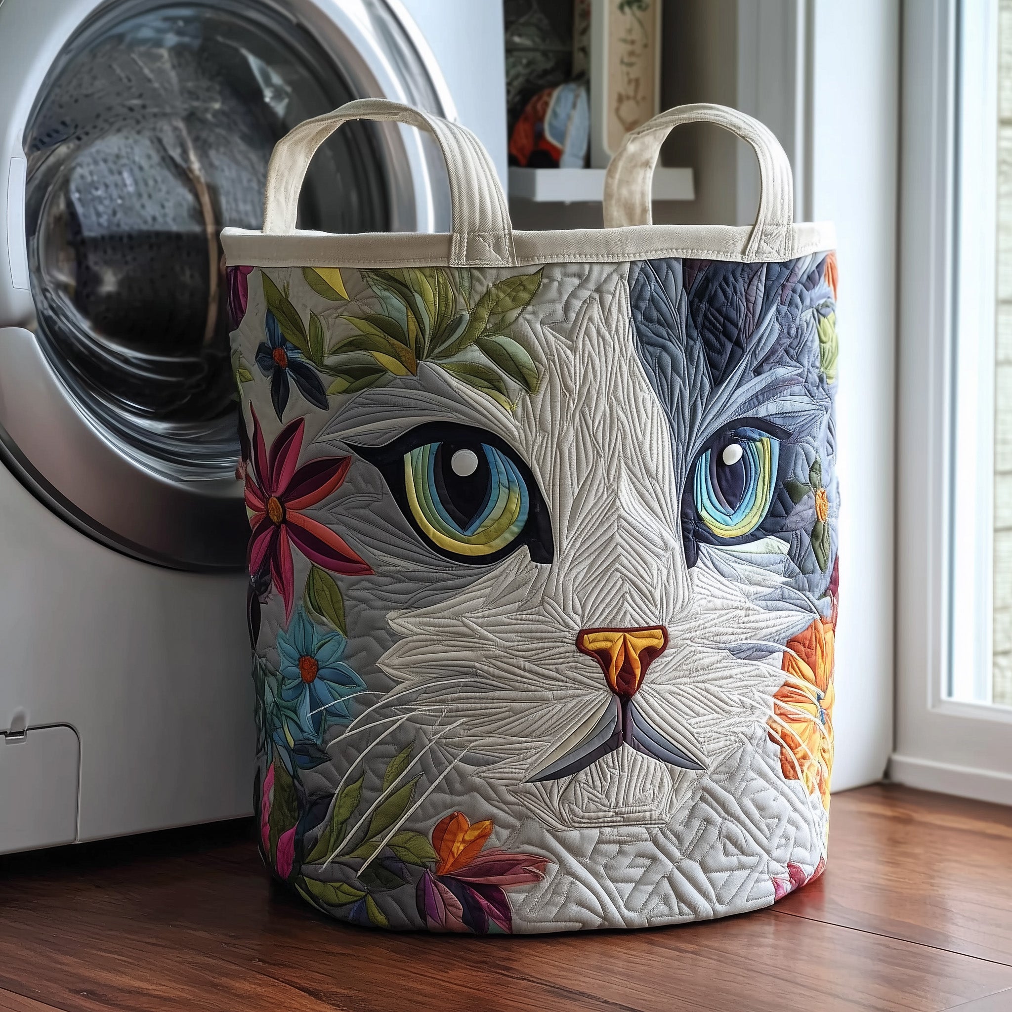 Catitude Quilted Laundry Basket