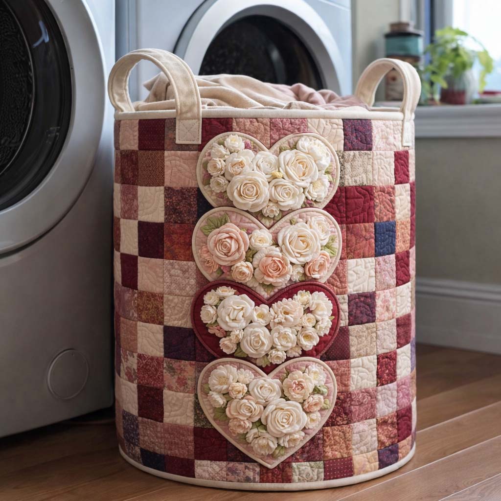 Floral Love Quilted Laundry Basket