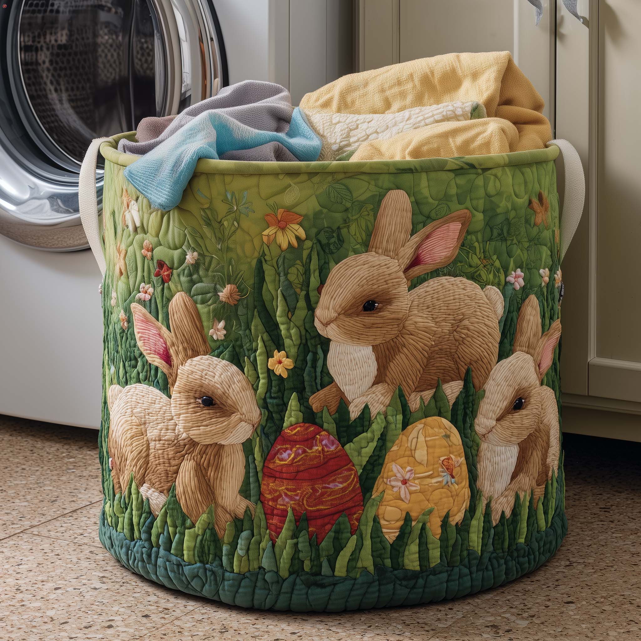 Quilted Easter Bunny Laundry Basket
