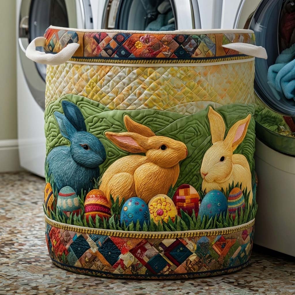 Easter Bunny Quilted Laundry Basket