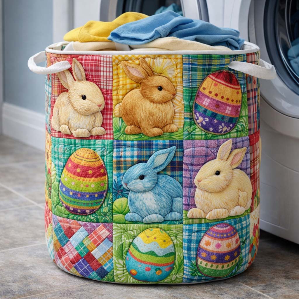 Easter Bunny Quilted Laundry Basket