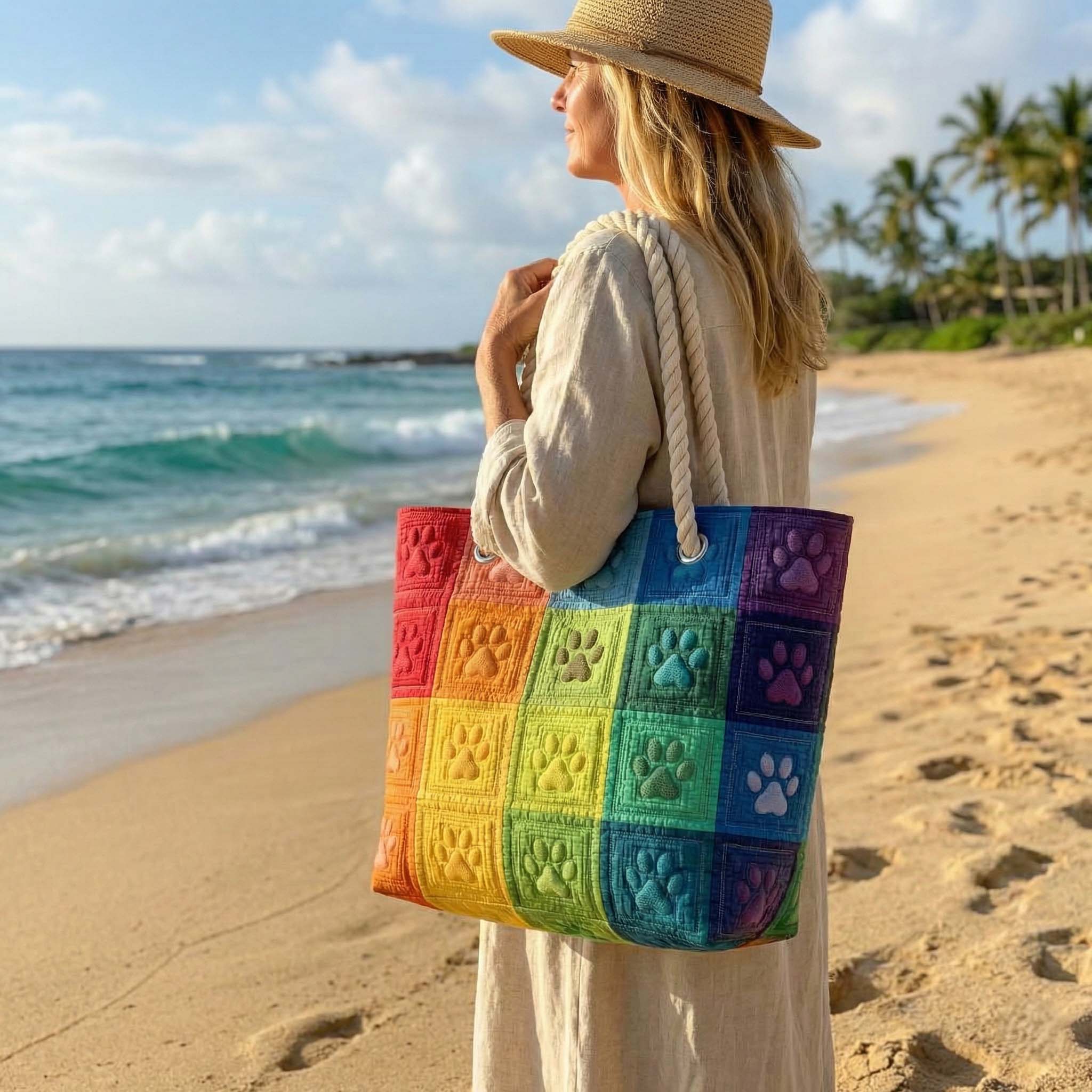 Quilted Paw Patch Beach Bag