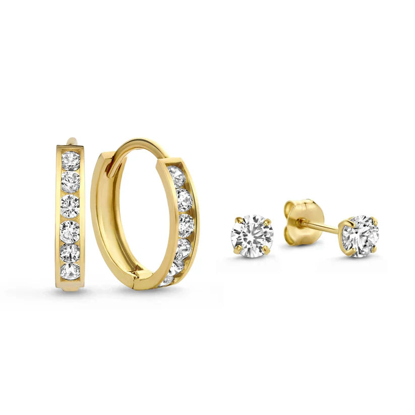 Brillane™ | 14K Gouden Stenen Oorbellen­set