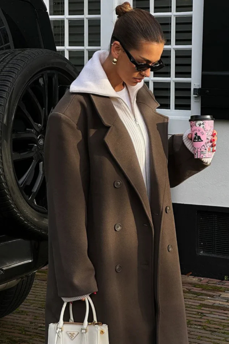 Lila Klasický Vlněný Kabát