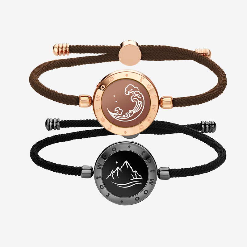 Mountain & Sea Touch Bracelets with Milan Rope (Black+Rose Gold)