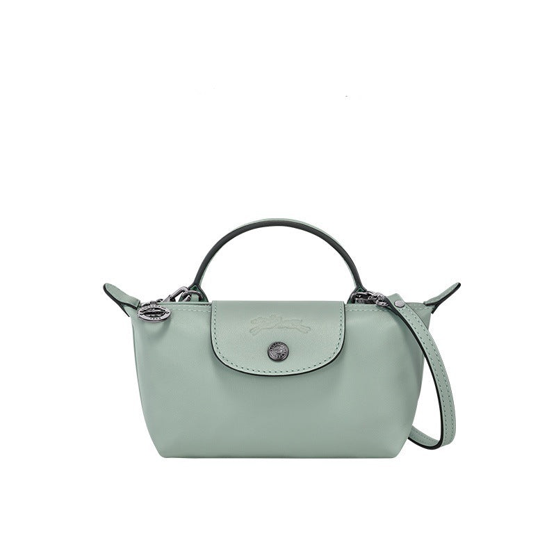 Mini Leather Tote Bag - Light Blue