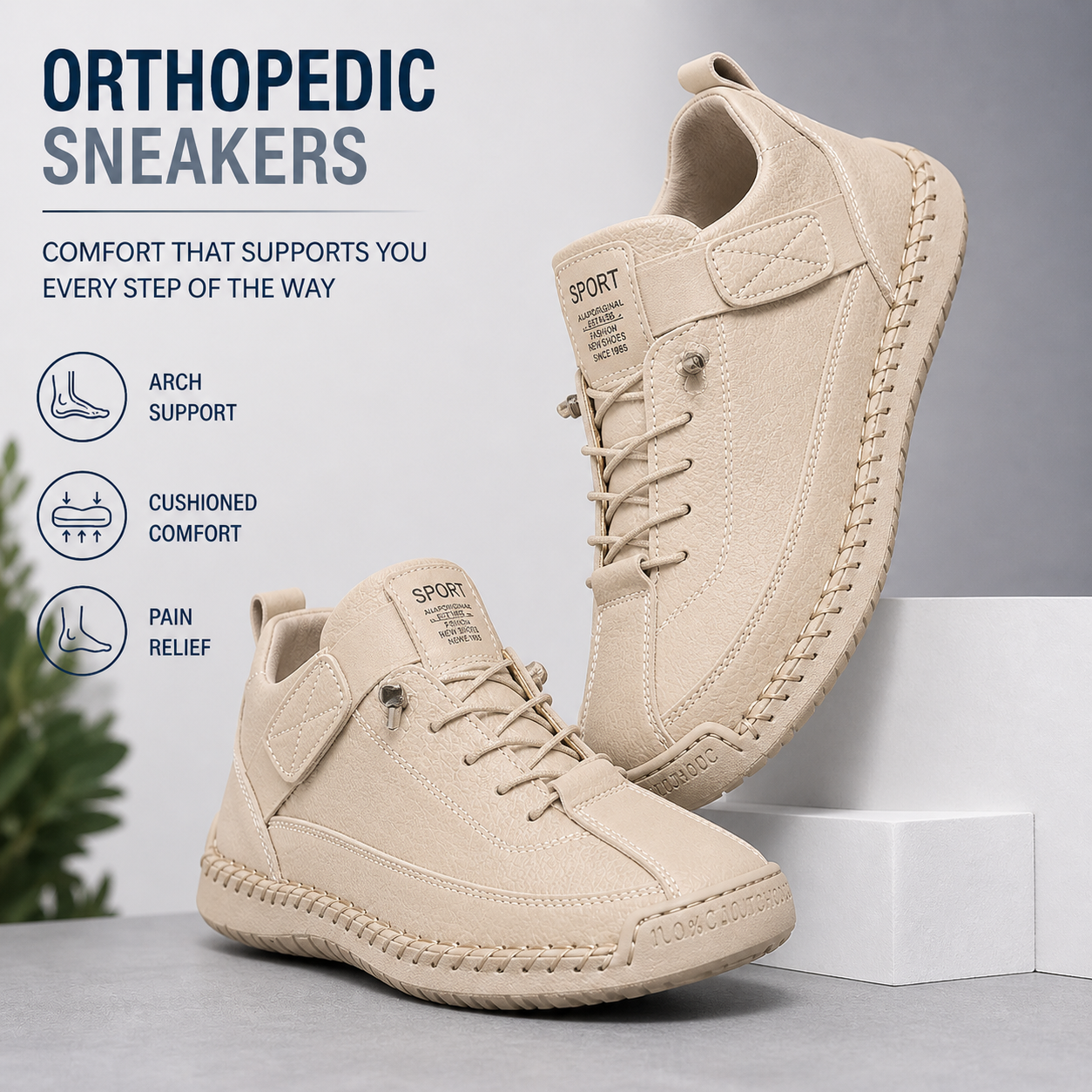 MIA ORTHOPEDIC SNEAKERS - BEIGE