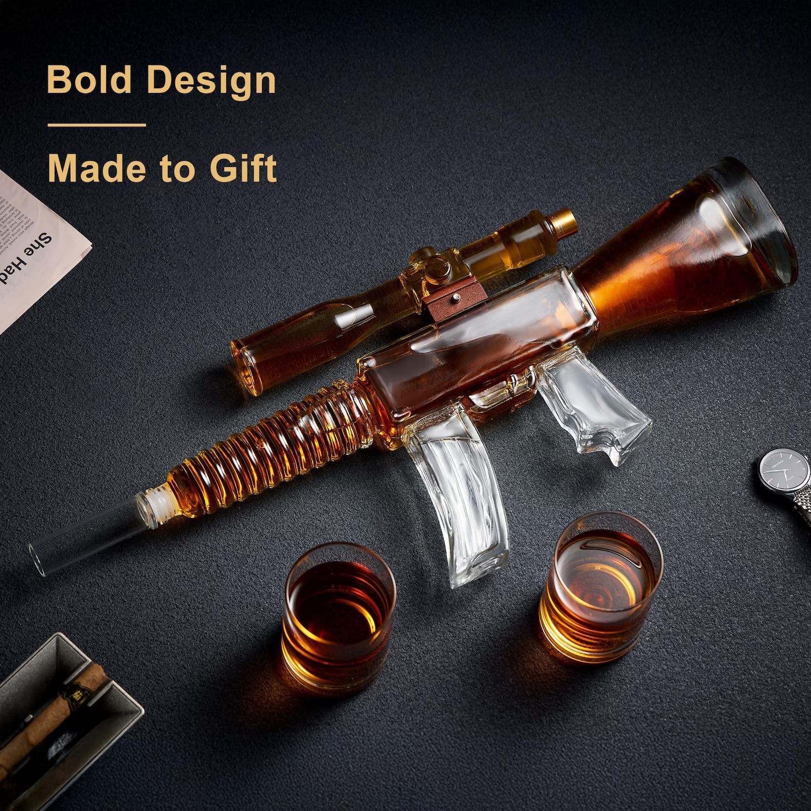 Whiskey Bottle - Rifle Set Edition with Glasses
