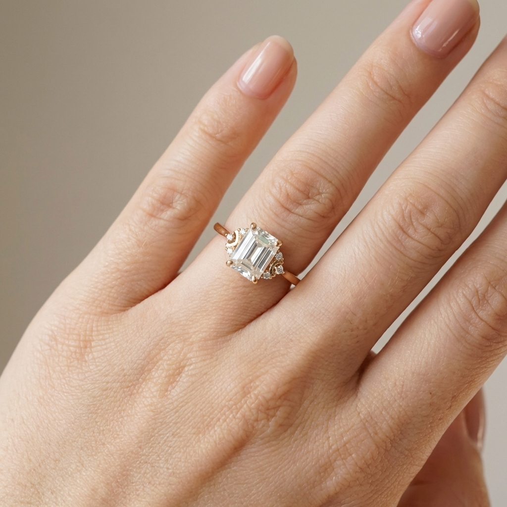 SILVER BAGUETTE DIAMOND RING